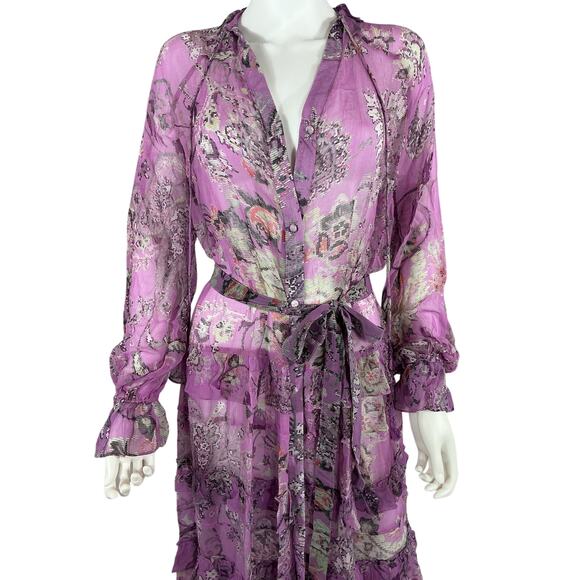 Hemant And Nandita Sheer Orchid Mavi Kaftan Dress Size S NWT - Picture 5 of 7